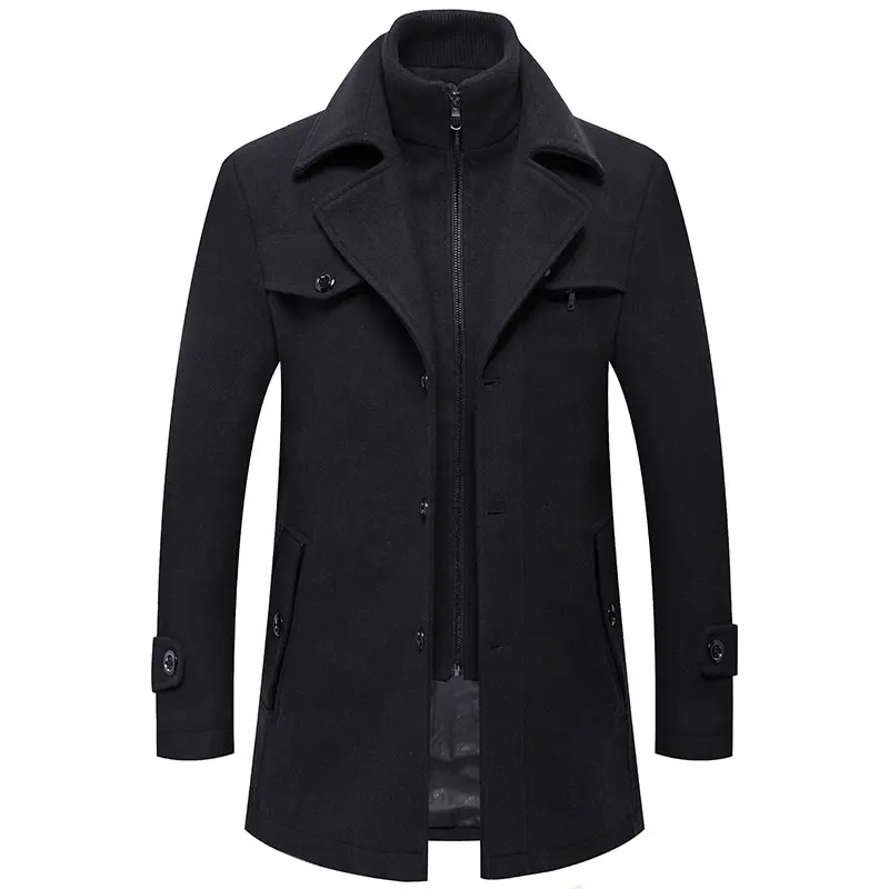 Men's Fall Winter Jacket Business Plus Cotton Coat 2022 Casual Plus Size Street Wear Formal Fashion Double Collar Wool Man Coats