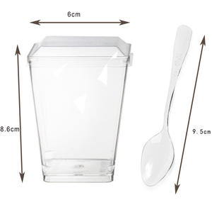 Tasses à dessert en plastique de 5 onces avec couvercles et cuillères Conteneur d'apéritif pour gâteau congelé pour pouding Mousse aux fruits Yaourt - Product Image 4