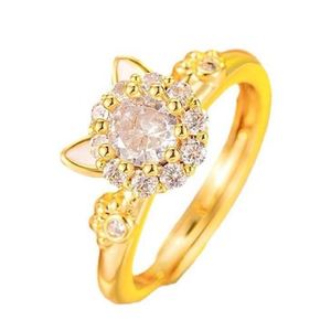 Anillo Giratorio Antiestrés Lucky Cat, Anillos Ajustables Abiertos para Chicas, Anillo Giratorio de Cristal Dorado para Aliviar la Ansiedad, Anillo Antiestrés - Product Image 5