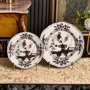 Assiettes en porcelaine florales rétro européennes de luxe, lot de 2, bleu et or vintage, vaisselle en céramique, coffret cadeau pour mariage - Product Image 2