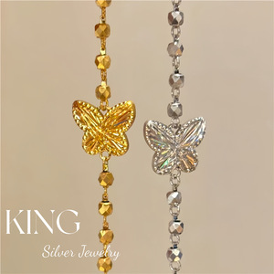 สร้อยข้อมือเงินแท้ 925 ชุบทอง ประดับจี้รูปผีเสื้อ สำหรับผู้หญิง สวมใส่ได้ทุกวัน - Product Image 1