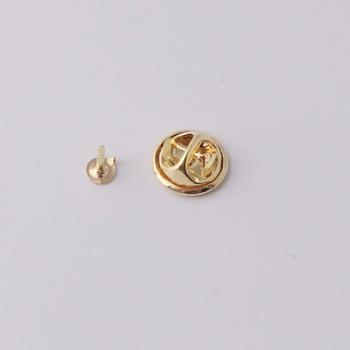 Vàng màu Lapel Brass bướm ly hợp pin trở lại cho phụ kiện may mặc