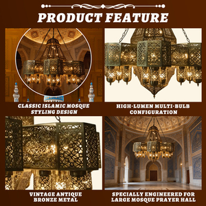 Lámpara de Araña LED de Hierro con Diseño Árabe Islámico Tallado, de Alta Gama, para Salón Principal, <span class=keywords><strong>Hotel</strong></span> o Mezquita - Product Image 4