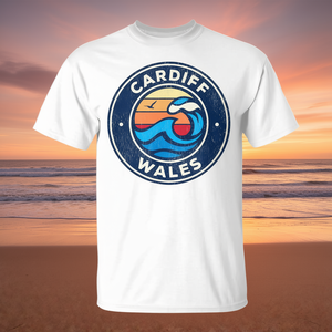 Camiseta vintage con diseño de olas náuticas de Cardiff, Gales - Artículo promocional de edición limitada - Product Image 3