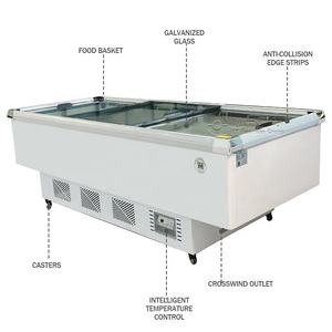 מקפיא אופקית דלתות זכוכית סופרמרקט בשר קפוא מקרר חזה עמוק מקפיא אופקי לגלידה - Product Image 2