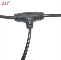 Konektor Kabel Tipe T Tahan Air LLT Premium Kualitas M12 IP68 2/3/4pin untuk Luar Ruangan