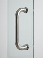 Poignée de porte en verre sans cadre avec finition nickel brossé SS304 pour hôtel, poignée de porte de douche de 6 pouces