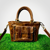 Sac fourre-tout vintage personnalisé en cuir véritable pour femme avec fermeture éclair, sac à bandoulière étanche, sac à main à poignée supérieure pour femme