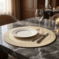 Set de table rond en cuir imprimé Meida, tressé et frangé, style bohème, fait main, imperméable, résistant à la chaleur, vente en gros, direct usine