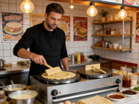 Crêpière Électrique Professionnelle Double Tête 220V à Commande Mécanique Certifiée CE Garantie 1 An Haute Productivité