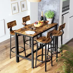 Juego de taburetes de Bar de madera y metal negro de lujo OEM ODM, silla de cocina con material PP para Bar en casa