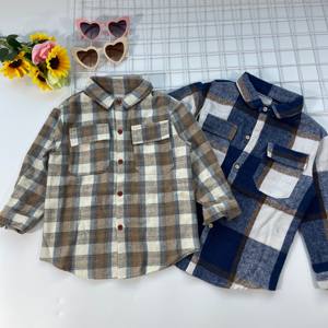 Yiwu Ruidian Casual Tricoté Flanelle Plaid Surchemises pour 2-7Y Garçons et Filles Automne Enfants Vêtements avec Revers Chemises Tenues - Product Image 3