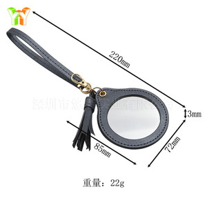 Tassel keychain makeup <b>mirror</b> case, portable makeup touch-up lipstick leather <b>mirror</b>, <b>small</b> <b>round</b> <b>mirror</b> gift. - Product Image 5