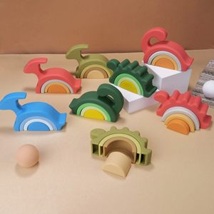 Juego Educativo para el Baño, Bloques de Silicona de Dinosaurios para Bebés de 0 a 12 Meses, Juguete de Aprendizaje para Apilar, Regalo para Niños de 1 a 3 y de 2 a 4 Años - Product Image 6