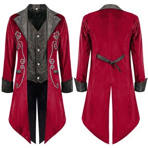 Tailcoat Steampunk Médiéval Brodé pour <span class=keywords><strong>Homme</strong></span> Veste Gothique Victorienne Vintage Redingote Fête Costumes d'Halloween - Product Image 4