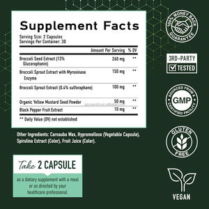 Natuurlijke Vegan 60 Capsules Immuunsysteem Gezondheid 50MG Sulforafaan Supplement met Glucorafaanine Myrosinaas - Product Image 6