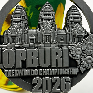 Médaille personnalisée de Taekwondo et de <span class=keywords><strong>Judo</strong></span> en nickel noir, avec motif 3D en relief de la monumentale structure thaïlandaise, récompense de championnat sportif et arts martiaux, souvenir - Product Image 6