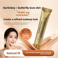 Fond de Teint Liquide Correcteur Noir Or pour Soins de la Peau, Couvre les Marques d'Acné, les Cernes, Imperméable et Fixateur de Maquillage