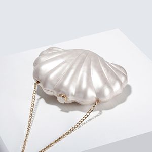 Women's European American Retro Shoulder Crossbody <strong>Clutch</strong> <strong>Bag</strong> with Shell Acrylic and Cotton Lining <strong>for</strong> <strong>Wedding</strong> Dinner - Product Image 5