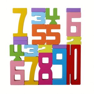 Jouets éducatifs en bois pour enfants, garçons et filles, blocs de construction colorés en forme de chiffres, jeu d'empilage, apprentissage cognitif - Product Image 1