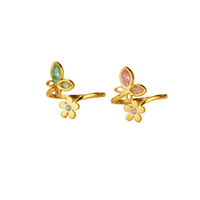 Bague ouverte YEHHY en acier inoxydable plaqué or 18 carats avec papillon et fleur, sertie de zircon, ajustable, bijou tendance pour femme, idée cadeau
