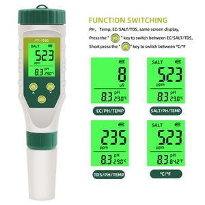 Stylo testeur de qualité de l'<span class=keywords><strong>eau</strong></span> 5-en-1, mètre <span class=keywords><strong>PH</strong></span>/TDS/EC/SALT/TEMP pour l'<span class=keywords><strong>eau</strong></span> potable, l'aquarium, l'hydroponie, la piscine, le laboratoire - Product Image 1