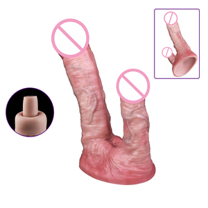Dildos realistas de doble capa con doble cabeza y ventosa para mujeres y hombres, juguetes sexuales para coqueteo, vagina y ano. - Product Image 6