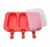 Moule à sucettes glacées au chocolat en forme de fruits, réutilisable et mignon, en silicone, avec couvercle et bâton