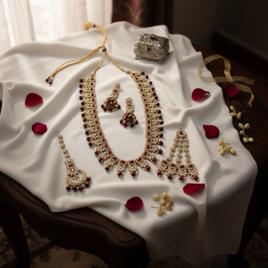 Wholesale High Quality Vintage Copper <b>Gold</b> Plated Crystal Imitation <b>Set</b> Long Mala Bridal Engagement Wedding Party Gift Necklace - Product Image 3