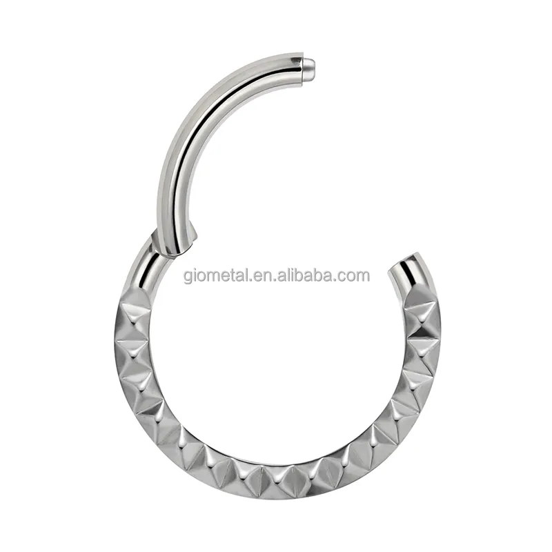Giometal Astm F136 G23 Titanium Piercing Diamant Geslepen Scharnierende Ring Neus Sieraden Septum Clicker Daith Tragus Lichaam Sieraden Groothandel