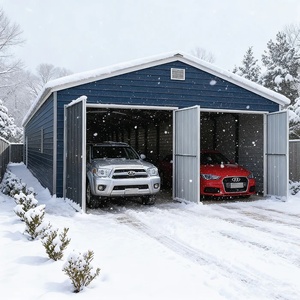 DMS201912 Garage double préfabriqué <span class=keywords><strong>en</strong></span> métal galvanisé robuste, imperméable, facile à assembler, kits d'atelier <span class=keywords><strong>en</strong></span> acier - Product Image 5