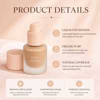 Fond de Teint Liquide Matifiant Anti-Brillance Waterproof Effet Flou Naturel Effet Verre Givré Maquillage Quotidien Marque Privée