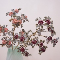 Fleurs synthétiques de couleur automne, dentelle vintage, couleur vin berry, fruit synthétique framboise