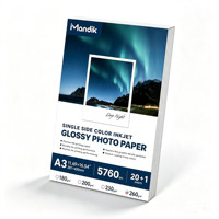 Papier photo brillant recto simple A3 297x420mm, 20 feuilles + 1 feuille d'essai gratuite pour imprimante jet d'encre, affiches et impressions photo