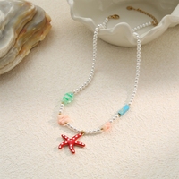 Nouveau Collier Pendentif Étoile de Mer Coloré en Acier Inoxydable, Bijoux de Style Niche pour Femmes, Vente en Gros Transfrontalière