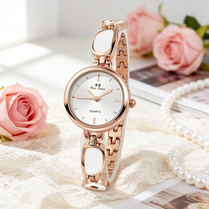 Montres à quartz de luxe pour femmes W154 Goldie, style chinois simple, bracelet en alliage, cadran en verre, boîtier épais, montres pour femmes - Product Image 3
