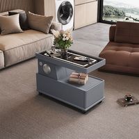 Table d'appoint mobile intelligente avec chargeur sans fil et haut-parleur Bluetooth, table d'appoint mobile pour salon et chambre à coucher