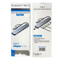 Hub USB C 7 en 1, Divisor de Datos USB, Adaptador de Hub USB 3.0, Estación de Acoplamiento Tipo C 2.0, Hub de Datos Tipo C para Computadora Portátil