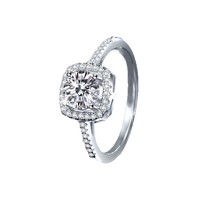 Bague en argent sterling S925 pour femme, style classique, incrustée de moissanite, forme géométrique, style naturel, motif cube de sucre, sertissage d'un carat