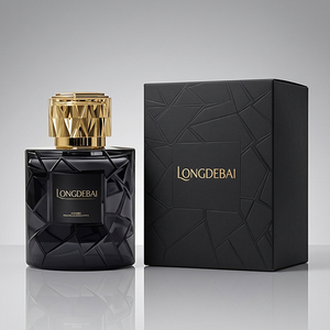 Nuevo y Elegante Frasco de Perfume Vacío de Vidrio Facetado Redondo Negro Mate de 50 ml y 100 ml con Tapa Dorada Texturizada - Product Image 2