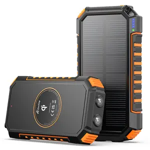 Nuevo banco de energía Solar plegable, cargador de teléfono móvil Solar portátil de 20000mAh con cargador de batería externo inalámbrico, bancos de energía