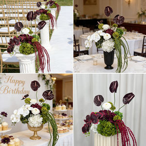 Arreglo Floral Artificial Moderno y Realista de Bolas de Seda Rojas y Verdes para Decoración de Fondo de Boda - Product Image 2