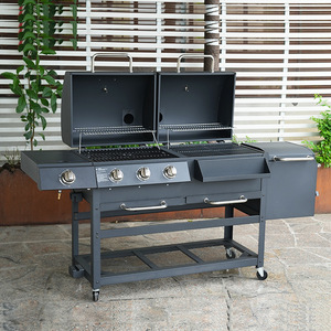 Charcoal And Gas Dual Purpose Barbecue Grill Large Outdoor Patio Villa Smoke Grill With Side Burner - Product Image 1
