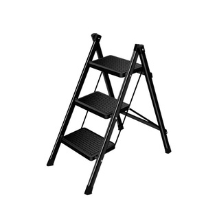 Folding Ladder 3 <b>Steps</b> 150 Kg Load Capacity Indoor A Frame <b>Stool</b> Single Sided Ladder - Product Image 1