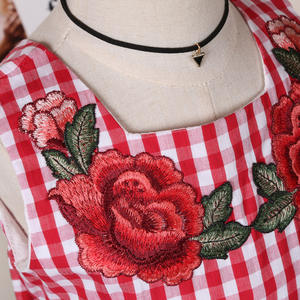 Vestido a Cuadros con Bordado de Flores para Niñas, Diseño Nuevo, Venta al Por Mayor - Product Image 5