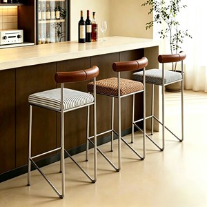<span class=keywords><strong>Chaise</strong></span> de bar design, style Bauhaus, haute, créative, avec dossier en acier inoxydable, pour îlot de cuisine - Product Image 4
