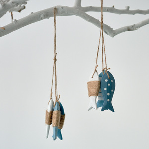 Wooden Fish Shaped Curtain Decoration Coastal Style Eco Friendly Birthday Party Decor For Kids Room Wall Hanging - Product Image 2