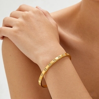 Bracelet carré en zircon avec fermoir en acier inoxydable pour femme, plaqué or 18 carats, fleur étoilée incrustée, bijoux INS