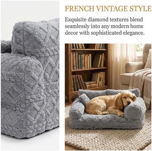 Wholesale Calming <b>Dog</b> <b>Bed</b> Soft Fiber Filled Raised Edge Pet <b>Sofa</b> <b>Bed</b> With Removable Cover for Medium Large <b>Dogs</b> OEM Buyers - Product Image 4
