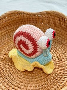 Tricoté à la main farci doux ornements décoratifs sûr Amigurumi Crochet Bob l'éponge <span class=keywords><strong>escargot</strong></span> <span class=keywords><strong>Gary</strong></span> jouet - Product Image 2
